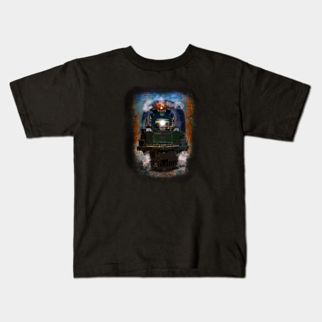 All American Iron Big Boy Super Steam Train Kids T-Shirt by MotorManiac